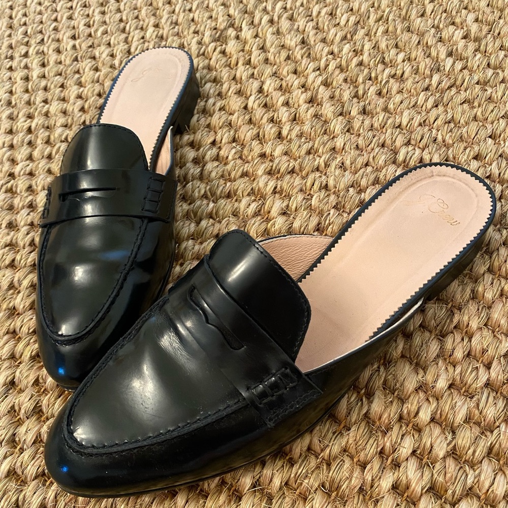 J.Crew Black Loafer Slides